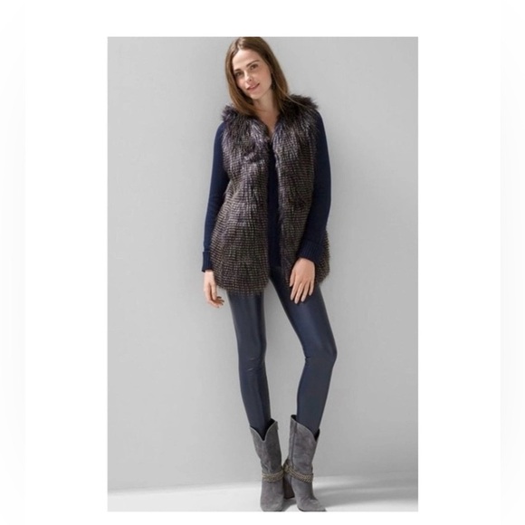 White House Black Market Pants - WHBM Vegan Leather Runway Leggings Navy Blue Size 0 Chic Classic Boho Festival